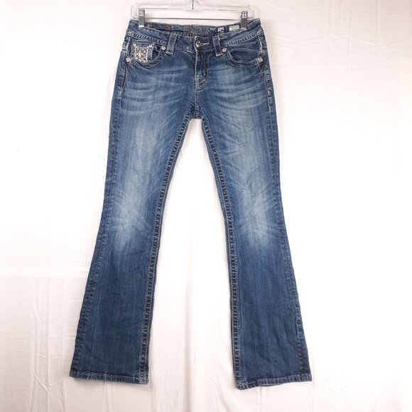 Miss Me Signature Rise Bootcut Jeans With Sequin Details Size 28 - Picture 1 of 16